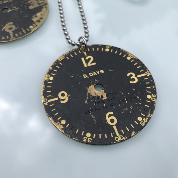 P-51 Mustang WWII Warbird Airplane 8-Day Clock Cockpit Instrument Panel US Army Dog Chain Necklace - Original from World War II