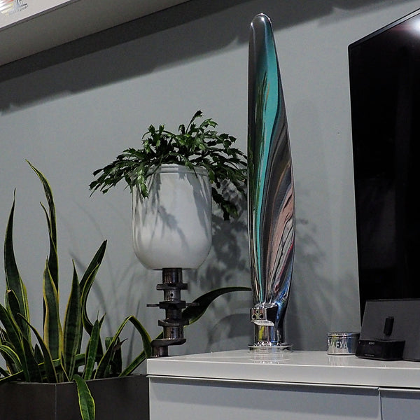 the Piggy High Polished Airplane Propeller Blade Display Sculpture