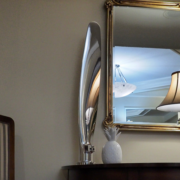 the Piggy High Polished Airplane Propeller Blade Display Sculpture