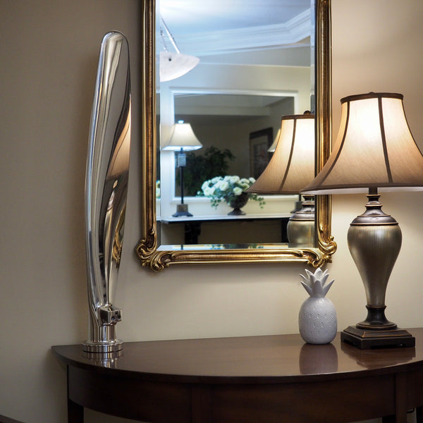 the Piggy High Polished Airplane Propeller Blade Display Sculpture