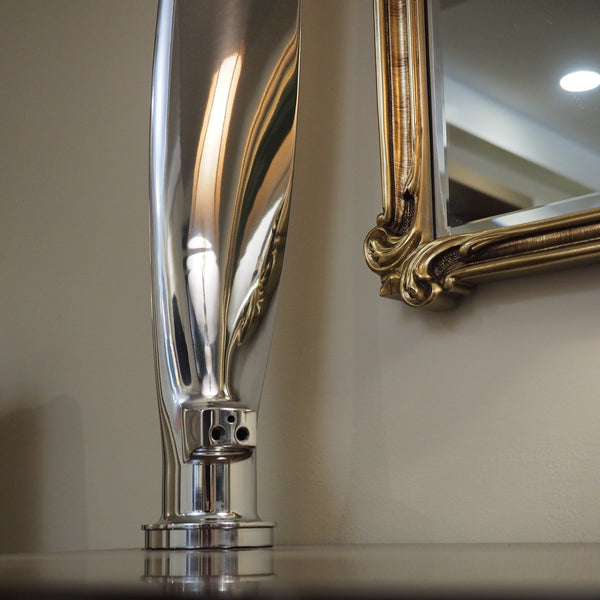 the Piggy High Polished Airplane Propeller Blade Display Sculpture
