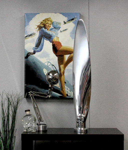 the Piggy High Polished Airplane Propeller Blade Display Sculpture
