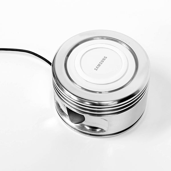 WWII Boeing Stearman Radial Engine Piston Mirror Polished Wireless Charging Pad for Iphone 8 8s X  Galaxy Smartphones / QI Devices