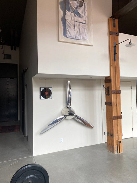 74" SILVER DRAGON 3-Bladed Mirror Polished Chrome Metal Aviation Art Industrial Airplane Propeller