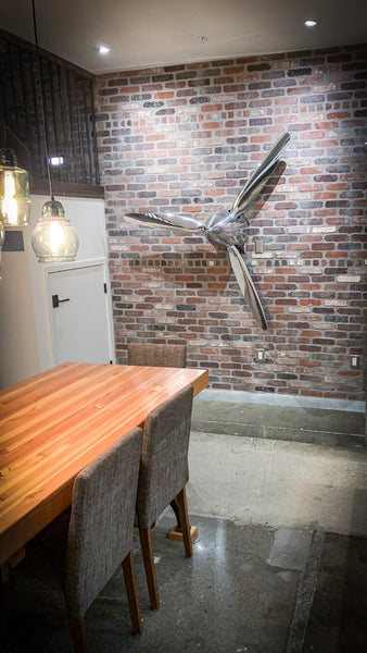 74" SILVER DRAGON 3-Bladed Mirror Polished Chrome Metal Aviation Art Industrial Airplane Propeller