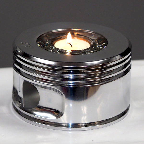the KATE Jacobs WWII Radial Engine Piston Mirror Polished Tea Light Candle Holder