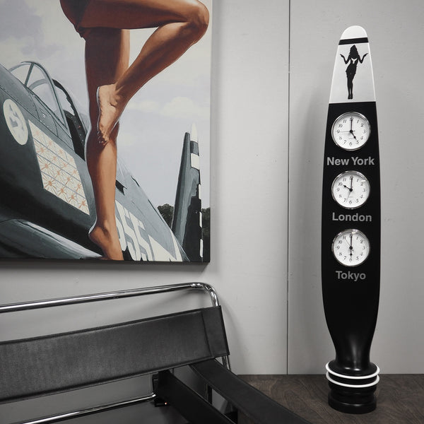Time Zone Clock New York London Tokyo Cessna Airplane Propeller Blade Sculpture