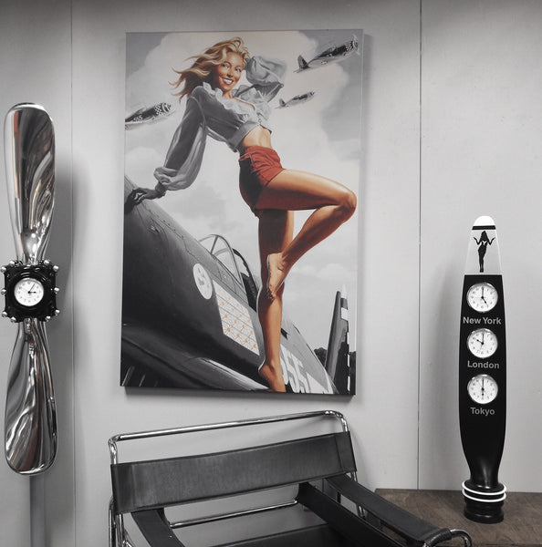Time Zone Clock New York London Tokyo Cessna Airplane Propeller Blade Sculpture