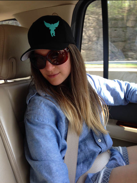 Flying Monkey Black & Turquoise Colorway Embroidered Flexfit Aviator Hat