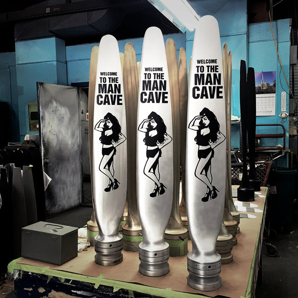 Welcome to the Man Cave Custom Pinup Girl Airplane Propeller Blade Sculpture