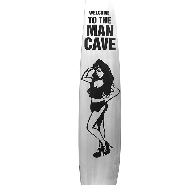 Welcome to the Man Cave Custom Pinup Girl Airplane Propeller Blade Sculpture